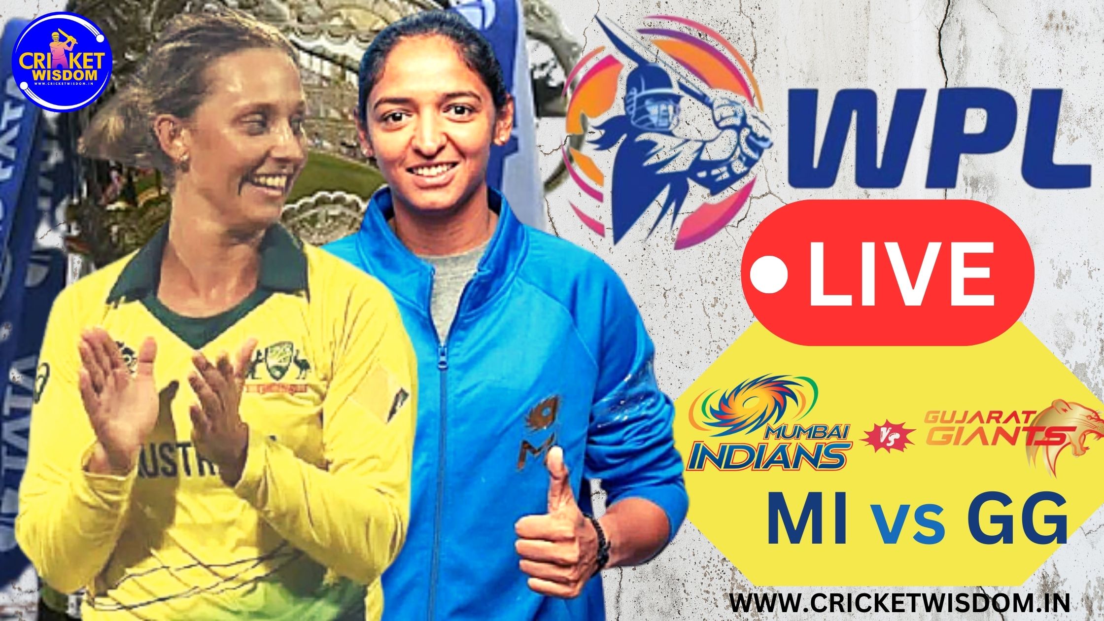 WPL 2023 1ST MATCH MI Vs GG Live Score